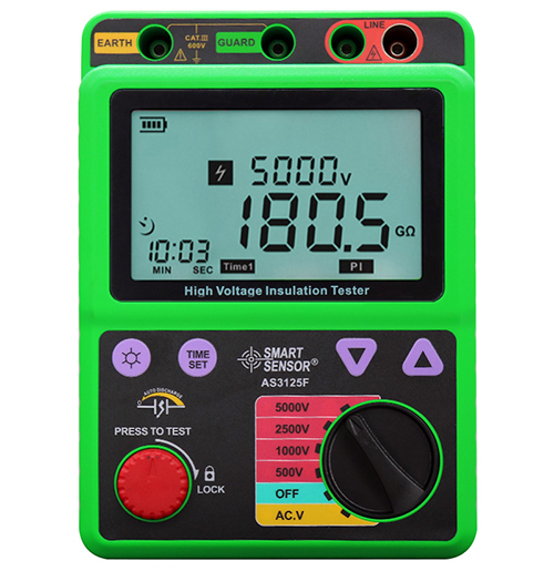?，?AS3125F數(shù)字兆歐表 高壓絕緣電阻表 5000V電子搖表測(cè)試儀